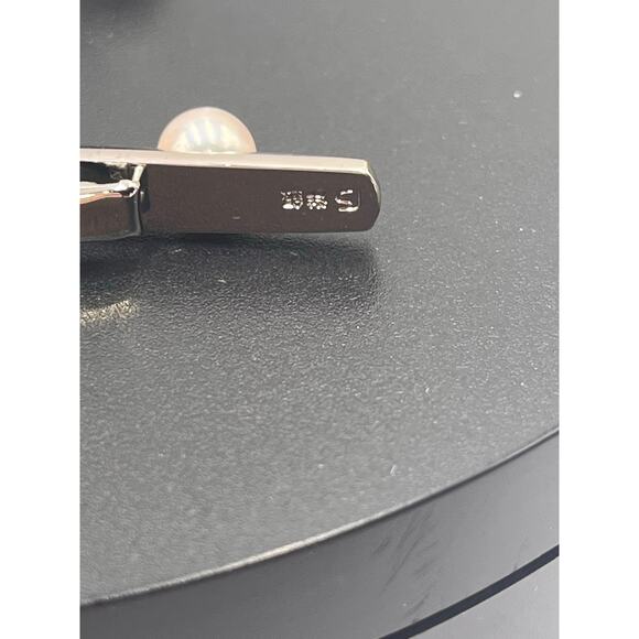 Japanese Vintage Akoya Pearl Tie Clip Cuff Link Set 2013 Japan 10k Gold Plated - Picture 3 of 13